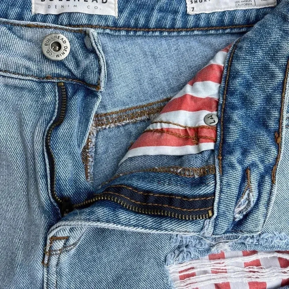 Bullhead High Rise short, Pocket Distress Rolled Hem denim jean. Size 7 - Picture 8 of 13